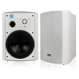 Wireless Outdoor Speakers, Bluetooth 6.50" Indoor/Outdoor Weatherproof Patio Speakers,White, Pair, by Sound Appeal