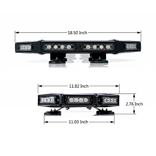 Xprite Black Hawk Mini 18" Professional Blue LED Stealth Low Profile Law Enforcement and Security Magnetic Roof Top Strobe Light Bar