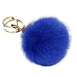 Shensee Rabbit Fur Ball Keychain Bag Plush Car Key Ring Car Key Pendant(Blue)