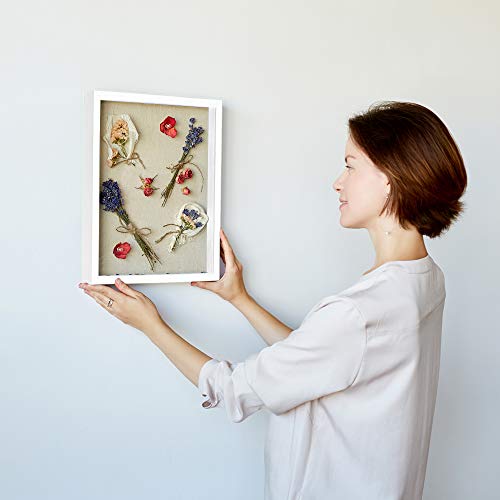 White Shadow Box Display Case 11x14 Deep Wood & Glass Shadowbox