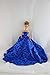 A Long Gown in Bold Blue with a Circle Patterned Fabric Made to Fit Barbie Doll