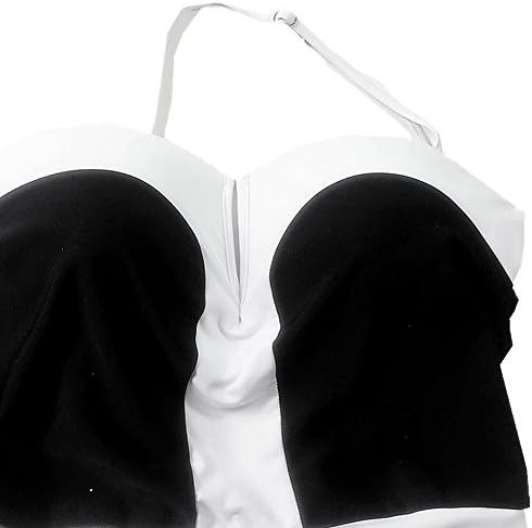 Women's One Piece Black White Strapless Front V Cut Monokini Swimsuits(FBA)