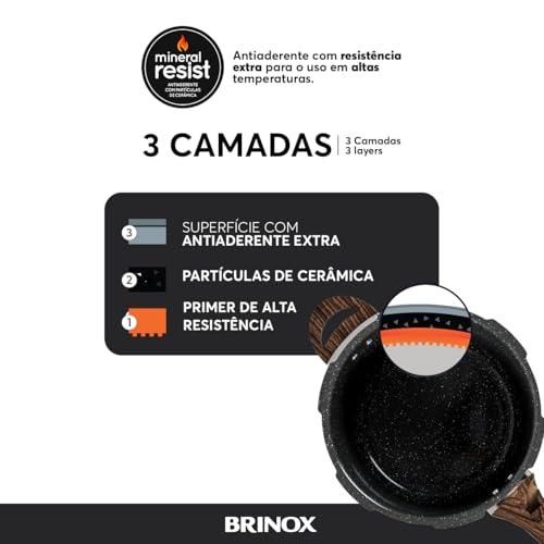 Brinox - Panela de Pressão Ceramic Life com Fundo de Indução 4,2L - Granito