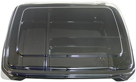 SUSHI CONTAINER 6"X4.50" WITH 3 SECTIONS AND HINGED LID Food Containers (20)Pack