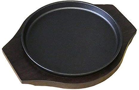 Amazon ステーキ皿 丸型 18cm 専用木台付き 小 Kiprostar キプロスター ステーキ皿 オンライン通販