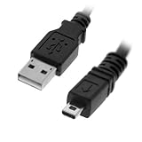 Black USB 2.0 A to 8-Pin Mini B Cable w/ Ferrite - 1.5M / 59 Inches for Nikon CoolPix P90