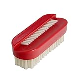 Two Sided Nail Brush Scrubber, Firm Bristles (Red)