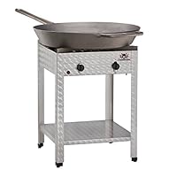  Standbräter 2-flammig XXL silber Roast Station Balkon Camping Garten Picknick ✔ Rollen ✔ eckig ✔ rollbar ✔ Grillen mit Gas ✔ mit Rädern 