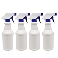 Kaptin 4 Pack White Plastic Empty Spray Bottles, Leak Proof, Professional Heavy, Large Durable Round Spray Bottles for Homemade DIY Cleaners and Gardening