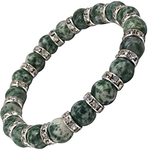 Helena Rose Vitality Bracelet for Women - Natural Green Sodalite Gemstones & Sparkling Rhinestone Crystals - Ladies Spiritual Balance Bracelet -Bohemian Boho Bangle Supplied with Jewellery Gift Box