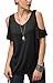 Urban CoCo Women's Vogue Shoulder Off Wide Hem Design Top Shirt (Black, S)