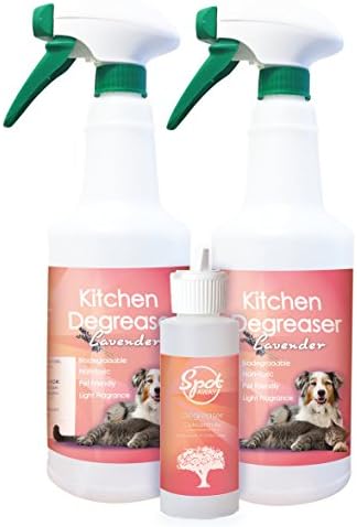 (2-Pack + Concentrate Refill) Lavender Heavy Duty Kitchen Degreaser/Grill Cleaner by SpotAway, Biodegradable, Non-Toxic and Pet Friendly