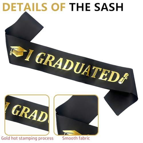 Bachelor Hat Set Graduation Hat with Sash, Adjustable Graduation Hat, Black Graduation Hat Tassel Date Pendant 2026, Graduation Decoration Student Hat for University, Graduation Gift for Graduation Party