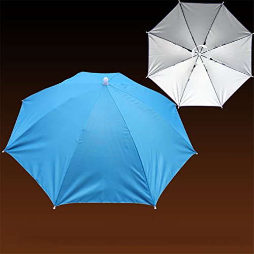 Nadition Umbrella Hat Clearance â™¥ Elastic Band Fishing Sun Rain Headwear Umbrella Hat Camping Cap (Sky Blue)