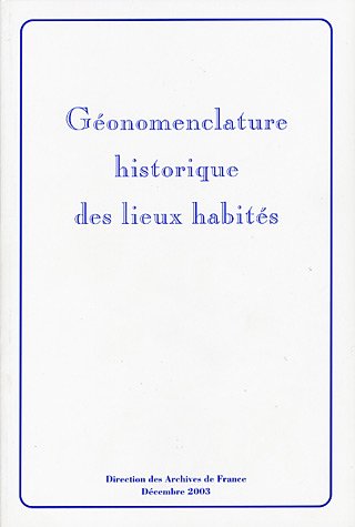 Géonomenclature historique des lieux habités