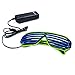PINFOX Glow Shutter Neon Rave Flashing Glasses El Wire LED Sunglasses Light Up DJ Costumes For Party, 80s, EDM RB03 (Light Green - Blue)