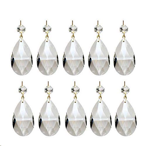 Photo 1 of AHIER 10Pcs Clear Crystal Teardrop Chandelier Prism Pendants Shiny Glass Crystals Beads for Light Lamp, Jewelry Making. (Teardrop)
