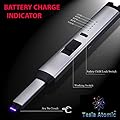 Tesla Atomic CANDLE LIGHTER WITH POWER INDICATOR - For Charcoal BBQ Grills, Candles, Campfires, Gas Stove, Fireplace, Pipes, Boating, Hiking, Tailgating, Camping, Survival. Windproof.100% electronic
