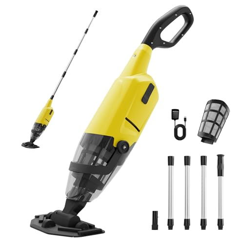 Hushlight Cordless Pool Vacuum Cleaner, Handheld Rechargeable Above Ground Pool Vacuum Cleaner, 20 gallons/min Powerful Suction for Debris Cleaning（Light Yellow）