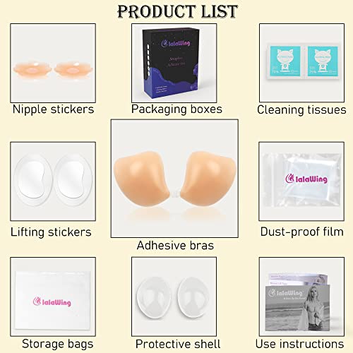 lalaWing Adhesive Bra Sticky Bra Lift Up Stick On Bra Strapless