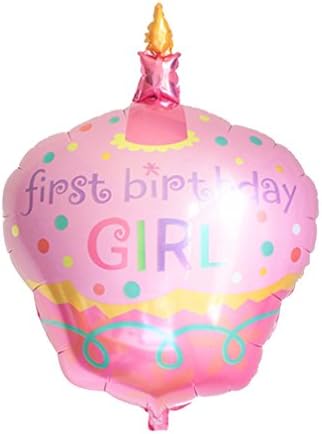 Birthday Cake Candle air balls helium Foil Balloons Happy Birthday Party (Pink)