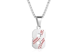 ZRAY TLIWWF Inspiration Baseball Jersey Number Necklace Stainless Steel Charms Number Pendant for Boys Men