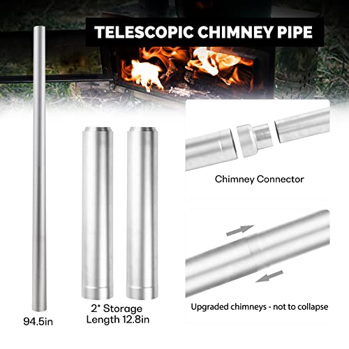 Fastfold Hot Tent Stove with Reinforced Body, Portable Wood Burning