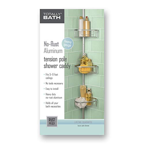 Totally Bath Aluminum Tension Pole Corner Shower Caddy Sturdy Never