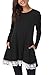 Mounblun Women Lace Long Sleeve Tunic Top Blouse With Pockets (X-Large, Black)