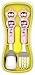 Edison Kids Straight Edge Spoon & Grooved Noodle Fork Set with Case (Pink)