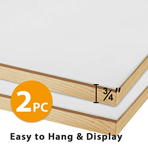 PHOENIX Gesso Wood Art Painting Panel Boards 16x20 Inch/2 Pack
