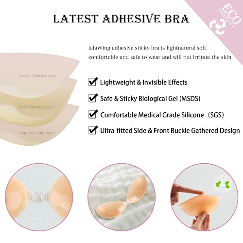 lalaWing Adhesive Stick Bra Sticky Invisible Bra for Women,Silicone