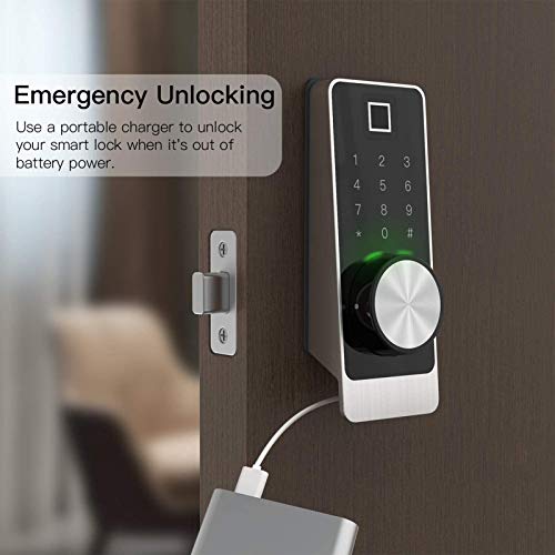 Geek Smart Door Lock, Security Keyless Entry Door Lock Deadbolt, Fingerprint Scanner Passcode RFID Card Keypad Remote… - Image 2