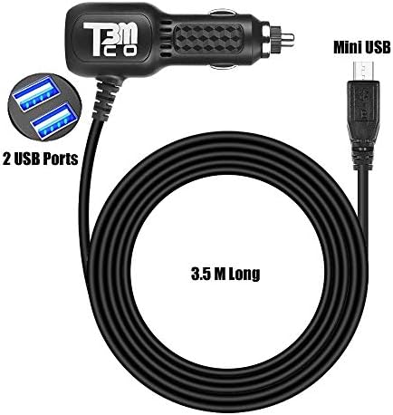 3 in 1 Dual Port USB Charger with Mini USB Cable (11ft) Perfect for Devices Like GPS Navigation, GPS Garmin, Dash Cams, Fast Charge Other Devices Like Samsung S8, iPhone 8, etc (11ft Mini USB)