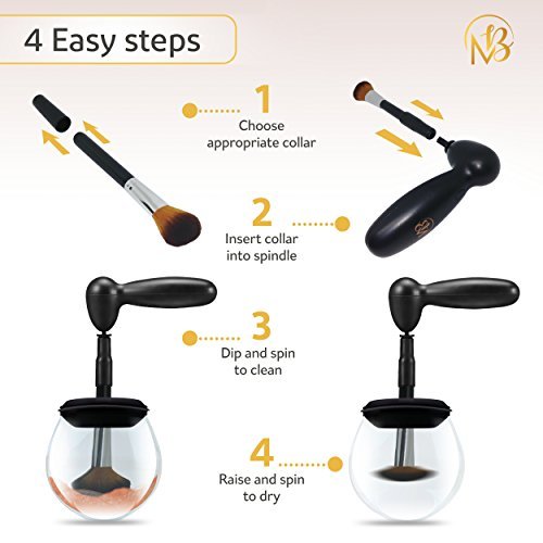 Limpiador Brochas Maquillaje | Kit de Limpieza en Seco Para Cepillos Profesional | 2 Brochas Incluidas | Limpia Todas los Pinceles en Segundos | Makeup Brush Cleaner | de Millenial Beauty