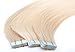 Fabwigs Tape In Human Hair Extensions - 16 Inch/30 Grams 20pcs #60 Platinum Blonde - Silky Straight Skin Weft Human Remy Hair
