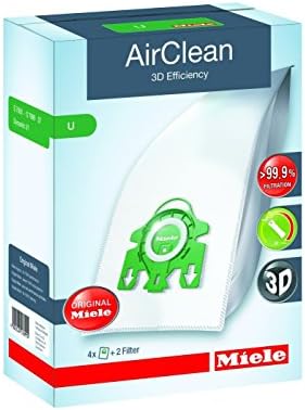 Miele 3D Efficiency Dust Bag, Type U, 4 Count, 2 Air Filters