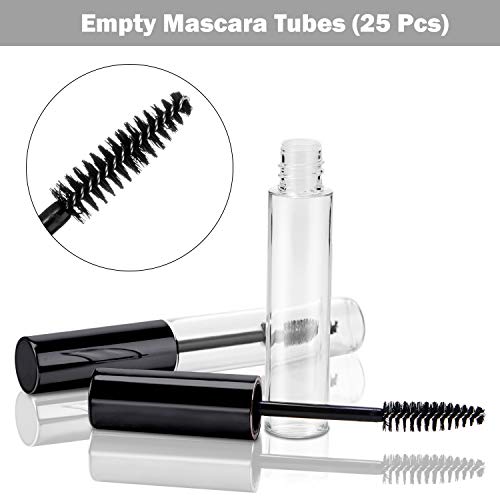25 Pieces 10 ml Empty Mascara Tubes Wand Empty Eyelash Bottle Clear