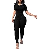 Nimsruc Two Piece Outfits For Women Summer Casual Short Sleeve Jogging Suits
