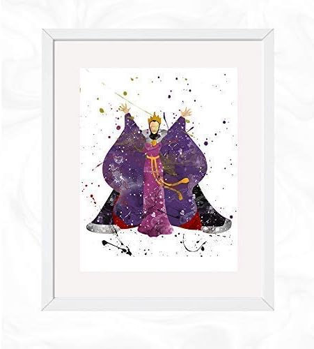 The Evil Queen Prints, Snow White and the Seven Dwarfs Watercolor, Nursery Wall Poster, Holiday Gift, Kids and Children Artworks, Digital Illustration Art