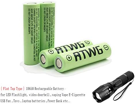 4 Pack 3400mAh Rechargeable 3.7V 1865O Battery + Zoomable 5 Modes LED Flashlight Torch Kit