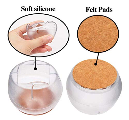 LZYMSZ 32 Pack Chair Leg Wood Floor Protectors,Silicone Floor Protector Table Feet Covers,Round Chair Leg Caps with Felt Pads,Chair Feet Glides Furniture Carpet Saver