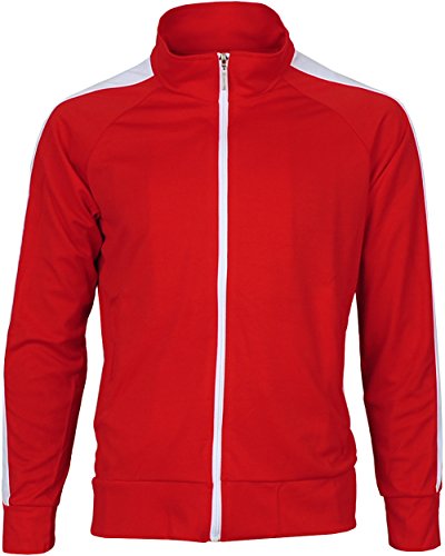 Angel Cola Men's Retro Stripes Full Zip-up Track Top Jacket 1s Red S