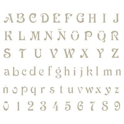 Stencil Mini Deco Alphabet 008. Stencil size: 12x12 cm (4,7x4,7 in). Design size: 0,9x0,8 cm (0,4x0,3 in)