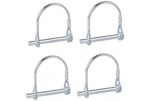 LinaLife 4 Pack Wire Lock Pin 1/4 inch Heavy Duty Safety Coupler Shaft Locking Pins Hitch Pto Pin Round Loop Wire Lock Trailers Pin for Farm Lawn Garden