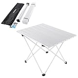 YAHILL Aluminum Folding Collapsible Camping Table Roll up 4 Size with Carrying Bag for Indoor and Outdoor Picnic, BBQ, Beach, Hiking, Travel, Fishing(Silver- L)