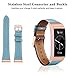 Mornex Leather Band Compatible with Fitbit Charge 3/ Charge 4, Replacement Genuine Leather Bands for Women Men(Royal Gold Connector & Blue)