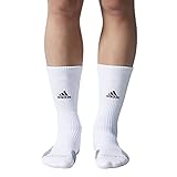 adidas Traxion Menace Basketball/Football Crew Socks (1-Pack), White/Black/Light Onix/Onix, Large