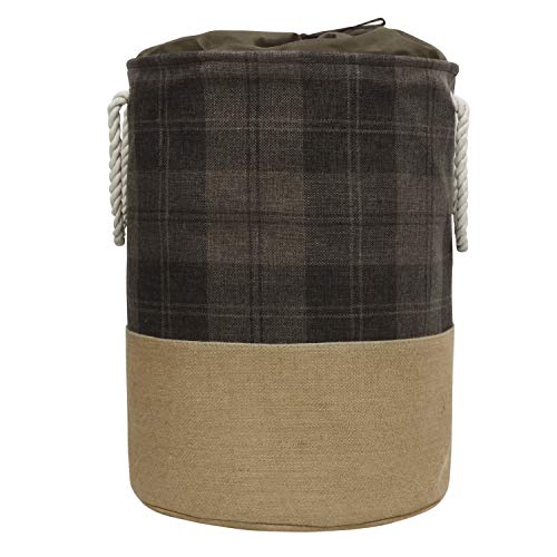 HomeStorie Foldable Laundry Basket with Lid (Drawstring Closure), Large - 60 Litre (AR2294)