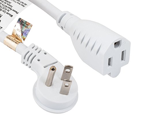 Cable Leader 1ft Ultra Low Profile Power Extension Cord NEMA 5-15P to NEMA 5-15R (White)